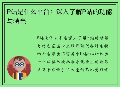 P站是什么平台：深入了解P站的功能与特色